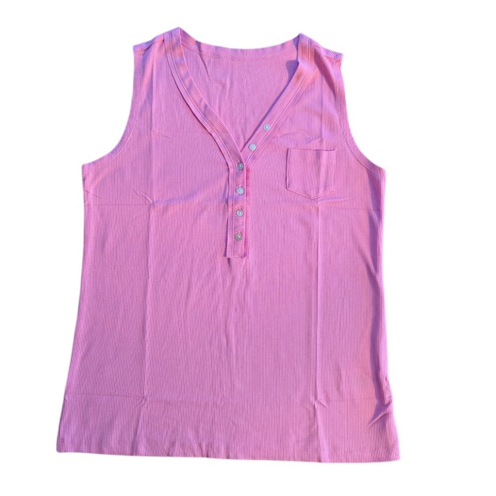 Women's NWOT sleeveless ribbed tank top, pink, size M